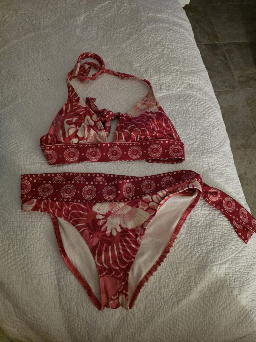Victoria's Secret Red Floral Halter Bikini Set